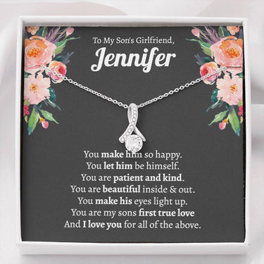 Personalized Son's Girlfriend Alluring Beauty Necklace - Love You This Much